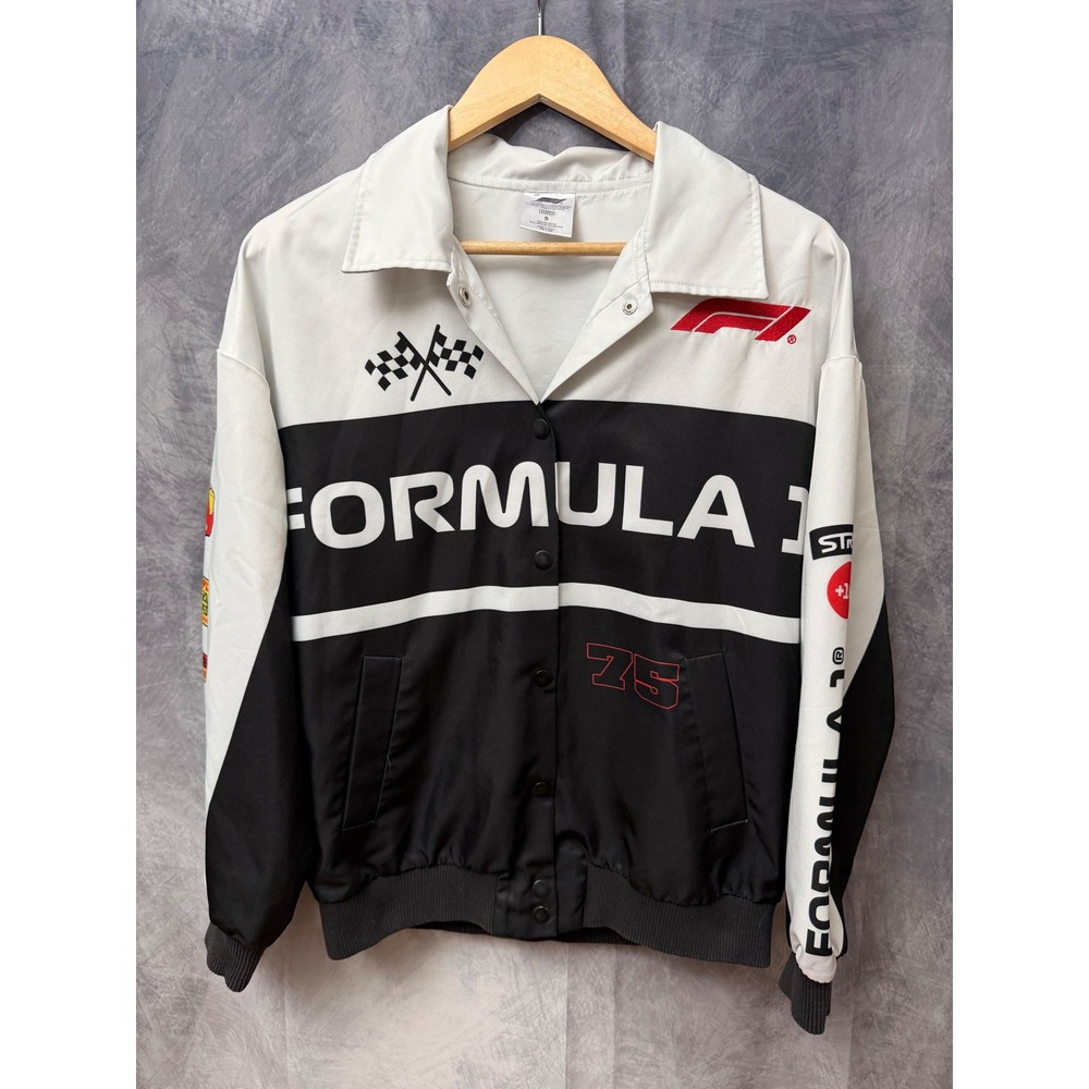 Formula 1 Racing Jacket Mens Small Black White Red F1 Pit‎ Crew Windbreaker